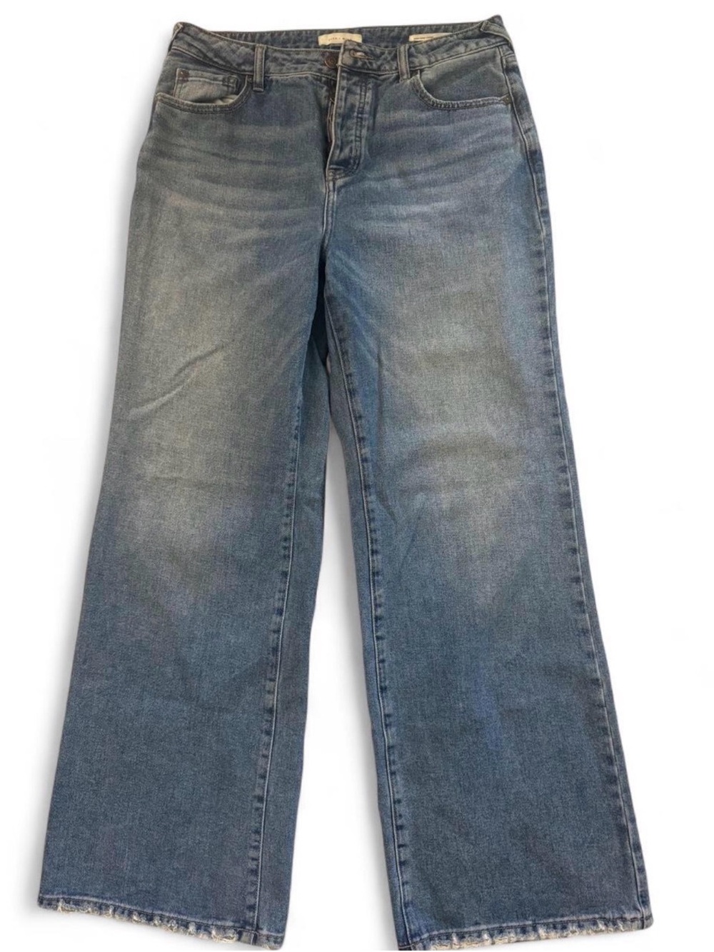 Cleo + Wolf High Rise Loose Jeans 29x32 Wide Leg Raw Hem